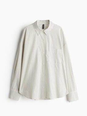 H&M Oversized Stripe Cotton Button Down Shirt
